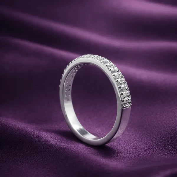 Silver Stone Studded Silver Band Ring For Women