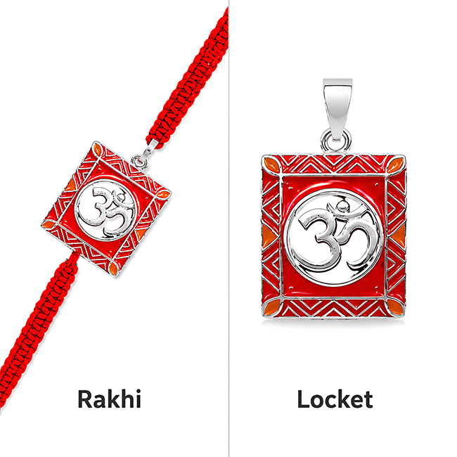 Jevarik 925 Hallmarked Sterling Silver Om Rakhi for Brother | Handcrafted Premium Red Thread Raksha Bandhan Rakhi | Adjustable Sacred Rakhi | Traditional Gift for Bhai | Made in India
