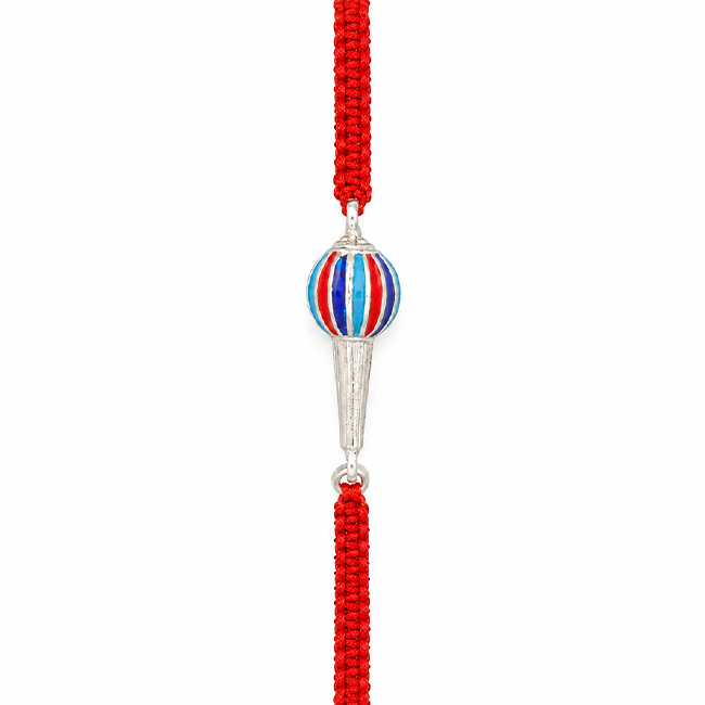 925 Sterling Silver Meenakari Gadda Rakhi for Brother | Handcrafted Adjustable Red Thread Raksha Bandhan Rakhi | Traditional Silver Rakhi | Made in India | Festive Gift
