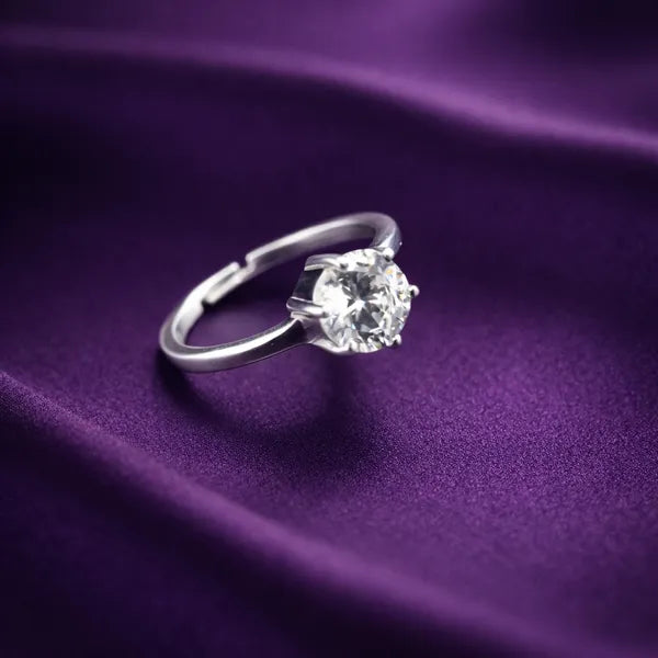 Silver Diamnond Shape Stone Ring For Women