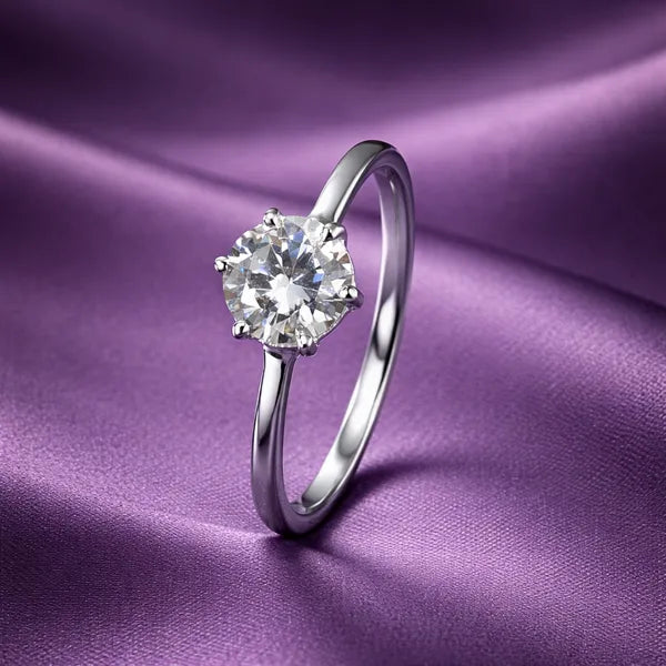 Silver Diamnond Shape Stone Ring For Women