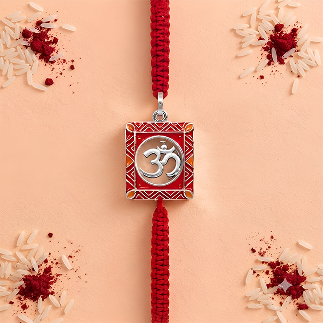 925 Hallmarked Silver Om Convertible Rakhi Pendant for Brother