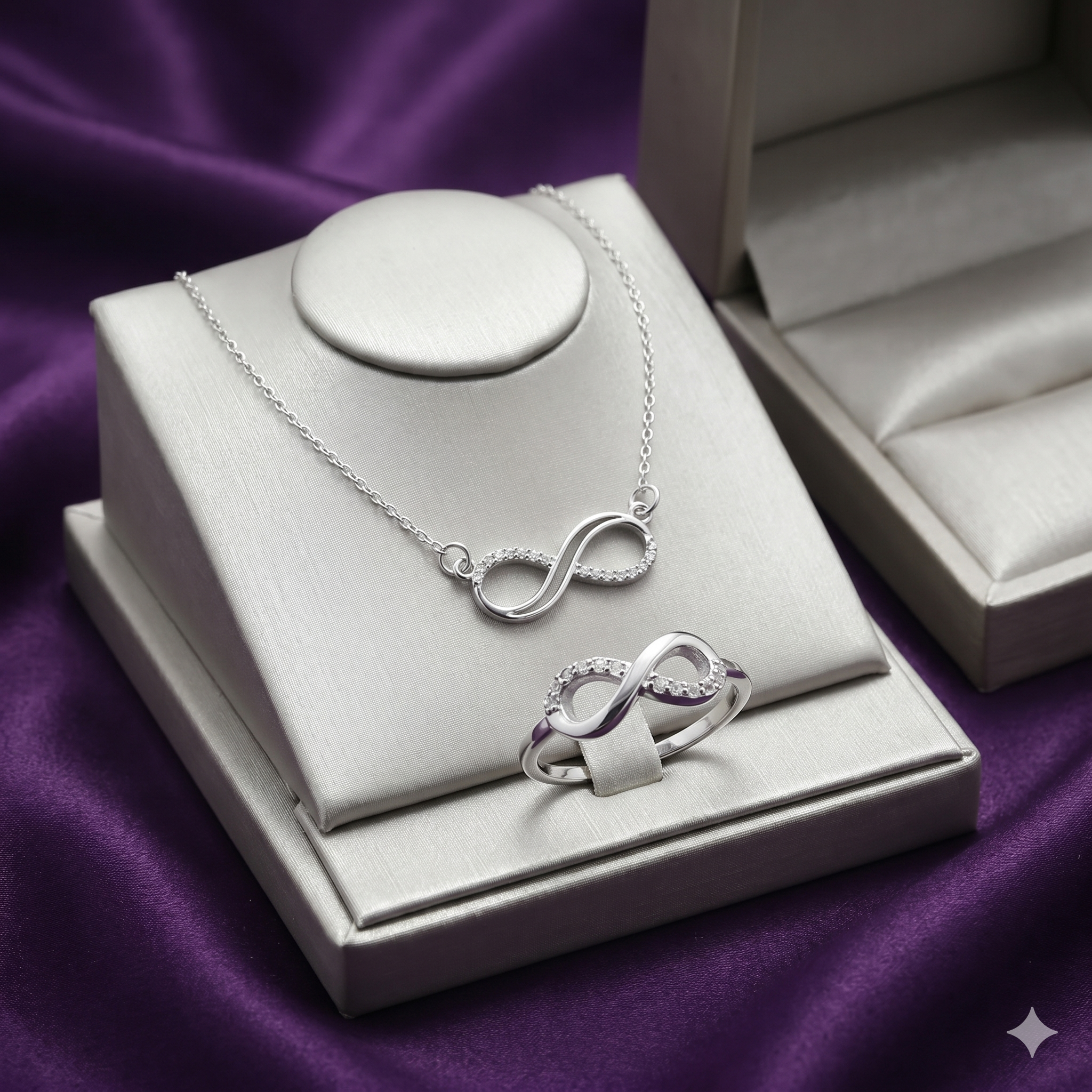 Infinity Pendant Necklace & Ring Set