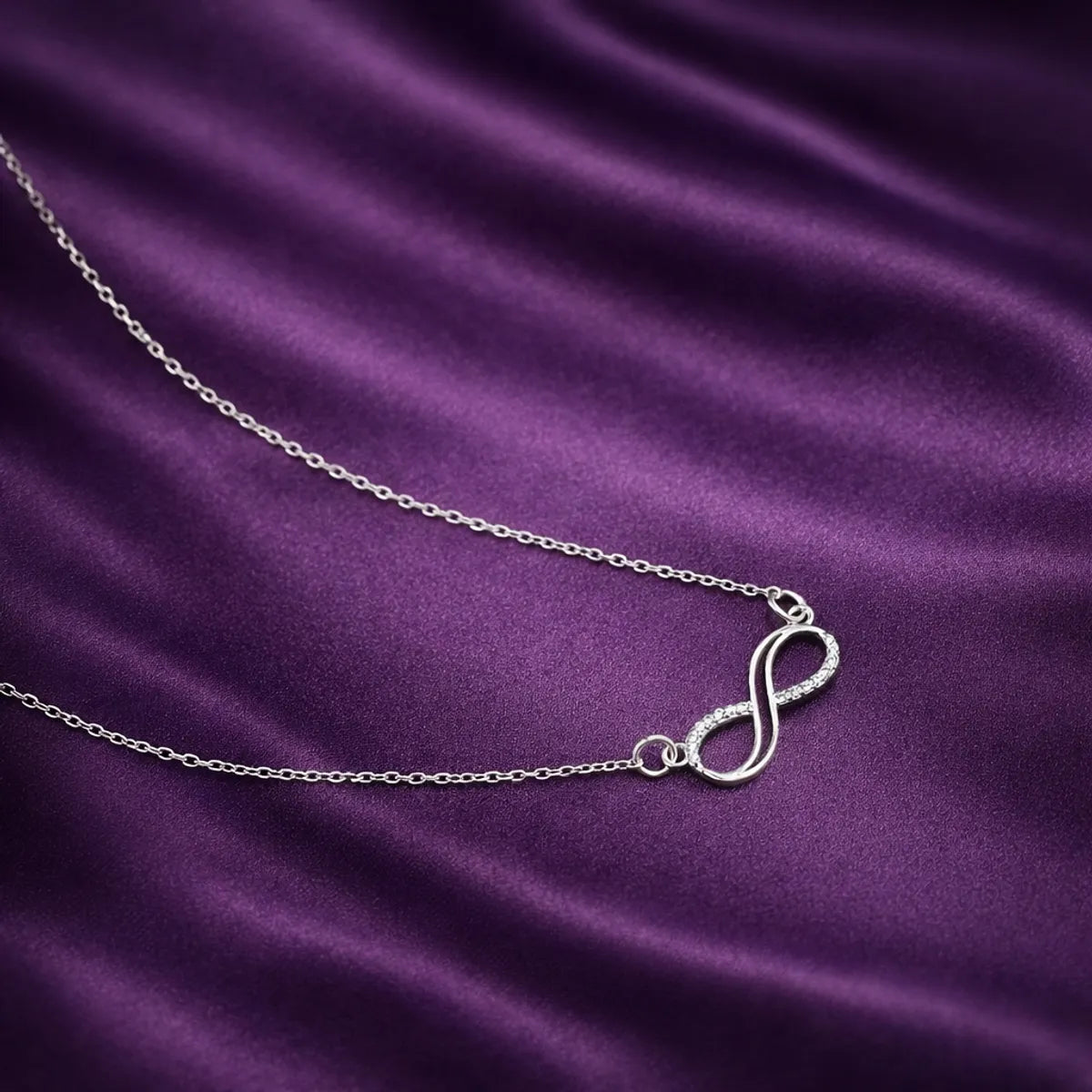 Silver Infinity Pendant Necklace Minimal Design Chain For Women