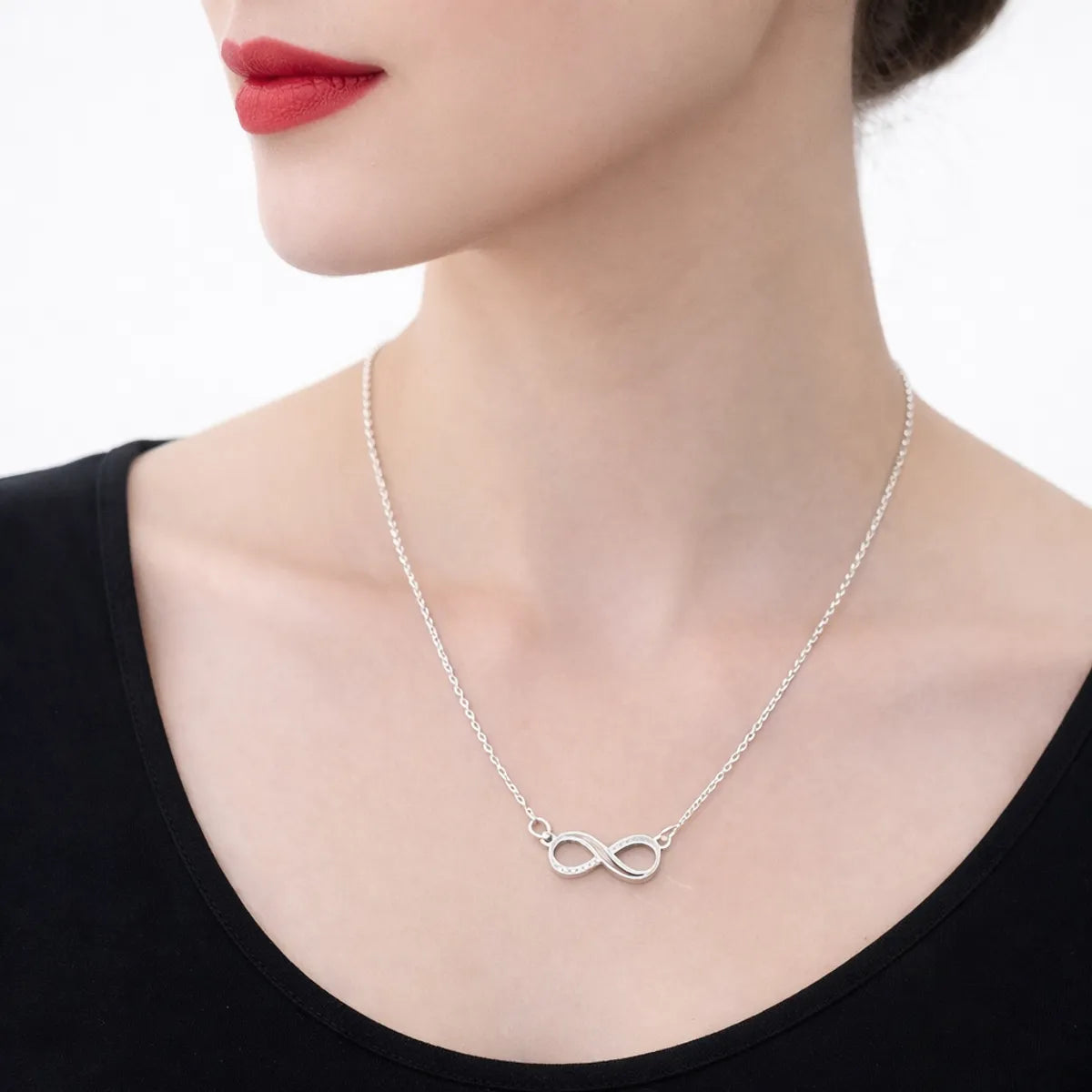 Silver Infinity Pendant Necklace Minimal Design Chain For Women