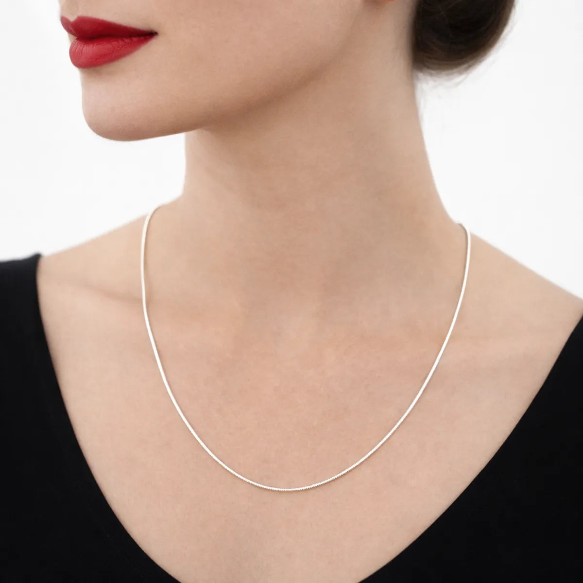 Silver Plain Silver Chain Necklace For Women